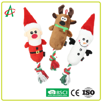 EN71 Speelgoed van de de Kabelhond van de machine het Wasbare Pluche met Squeaker-Kerstmis