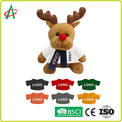 CPSC 20cm Hoog Rood Neusrendier Gevuld Dier met T-shirt en Sjaal